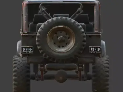 Damaged Post Apocalyptic Off Road Jeep 3D Model V02 Low-poly 3D model
