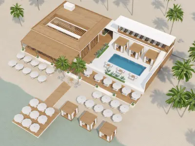 Beach Club Resort Exterior 3D model