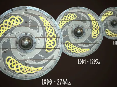 Viking Shield 18 Low-poly 3D model