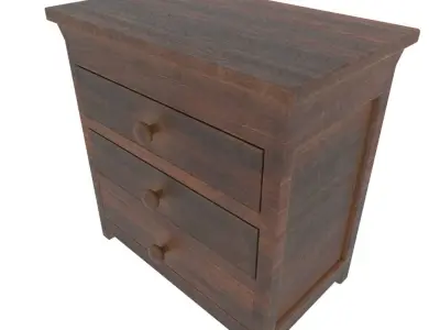 Old wooden chest of drawers Low-poly 3D model