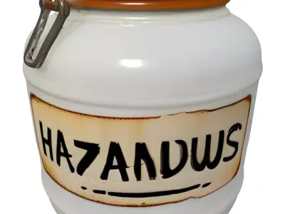 Vintage Industrial HAZANDUS Storage Canister Low-poly 3D model