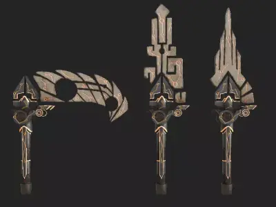 Fantasy Sword Set Low-poly 3D model