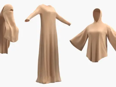  Traditional Niqab Abaya Outfit Beige 