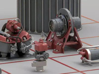 Kitbash collection-01 13 elements of technology from the 40s 3D model