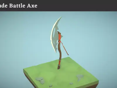 Crude Battle Axe Low-poly 3D model
