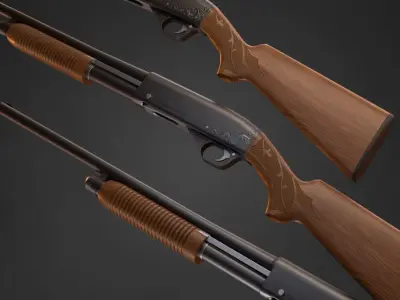 Shotgun Remington Model 31 in 3 types Free low-poly 3D model