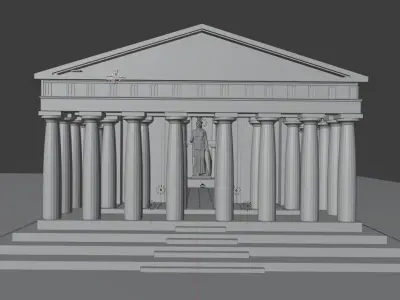The Parthenon greek temple at night 3D model