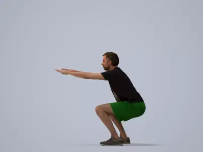 00107Floris008 - Adult Caucasian male crouching during exercise 3D model