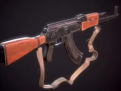 AK-47 rifle Low-poly 3D model get