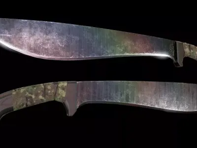 Machete PBR two knives Low-poly 3D model