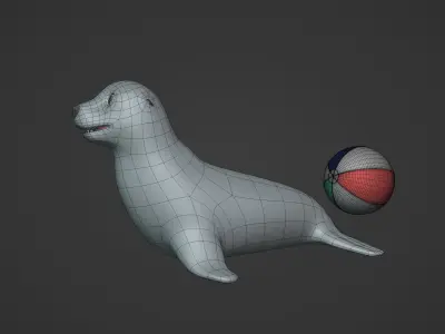 Cartoon Seal Low-poly 3D model purchase