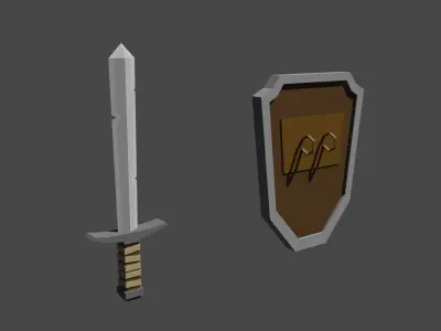 Sword and shield Free low-poly 3D model