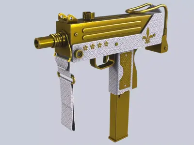 Royal Gold MAC10 Low-poly 3D model