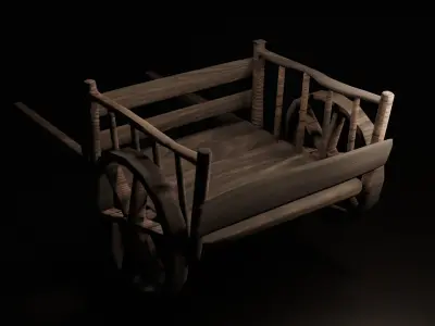 3D Carriage wooden cart Free 3D model