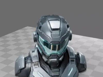 Futuristic Power Armor Helmet 3D model