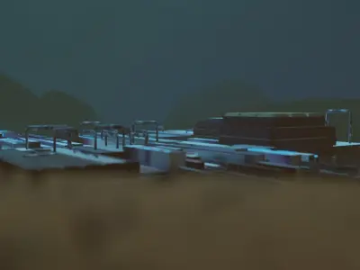 Scifi Base for Games LowPoly High Quality 3D model