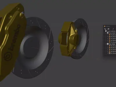 Nissan 350Z Rear Brembo Calipers High Quality for Visualization 3D model
