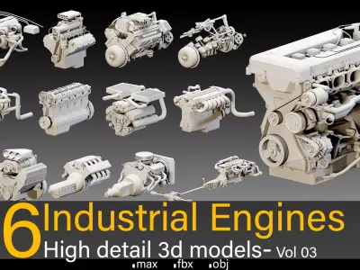 16 Industrial Engines- Vol 03- High detail 3d models Low-poly 3D model