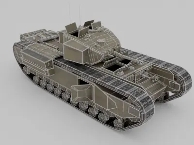 Churchill MK II Infantry Support Heavy Tank Low-poly 3D model