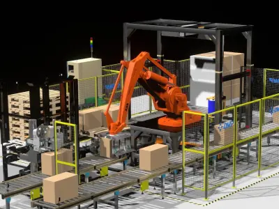 FULL Line Robot Palletizer Industrial - DMP Project  ABB 660 Low-poly 3D model