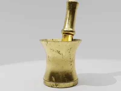 Antique Metallic Mortar and Pestle Low-poly 3D model