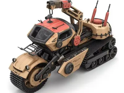 Realistic Hard Sci-Fi Half-Track Recon Motorcycle Low-poly 3D model