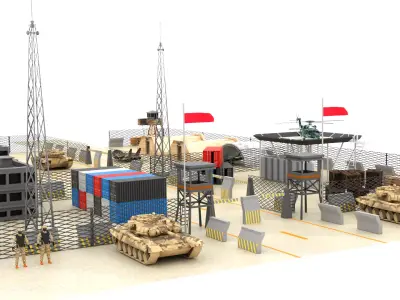 Poland Military Base Low-poly 3D model