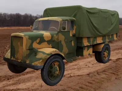 Military truck Low-poly 3D model - Low-poly and Textured