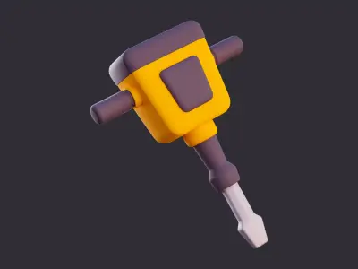 Low Poly Jackhammer 3D model
