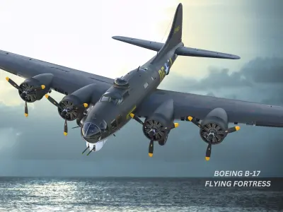 Boeing B-17 Flying Fortress WW2 Warplane Low-poly 3D model