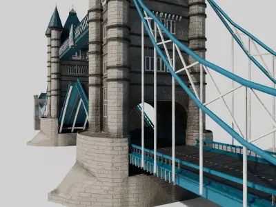 lowpoly London Tower Bridge with 4k textures Low-poly 3D model