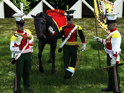Napoleonic Austrian Lancers or Uhlans 3D model
