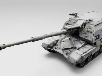 russian 2S19 Msta 152 mm howitzer destroyed by Ukrainian army 3D model