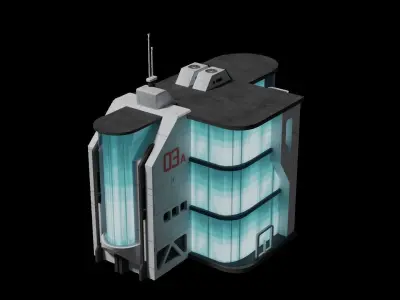 Sci-fi building laboratory Low-poly 3D model