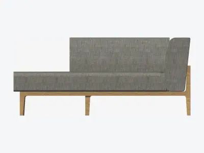 Furniture - Sofa - Contemporary - Oak - Chaise - Left Low-poly 3D model
