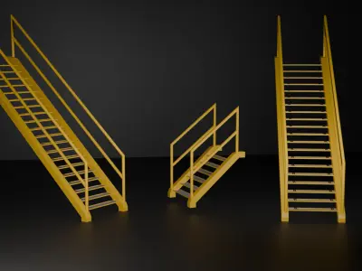 Industrial Staircase Low-poly 3D model