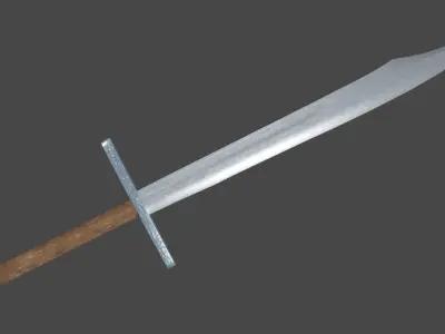 Falchion sword with Grossmesser handle Low-poly 3D model