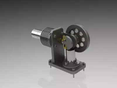 Horizontal Stirling Motor Free 3D model