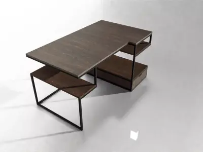 JOHN CARPENTER INDUSTRIAL WOOD OFFICE CABINET DESK  Low-poly 3D model