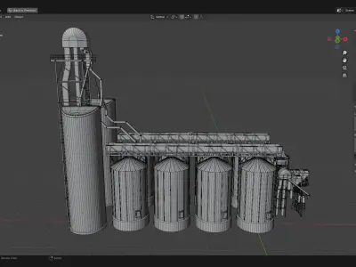Indudtsrial Plant Grain Silo 3D Model Of Granery 3D model