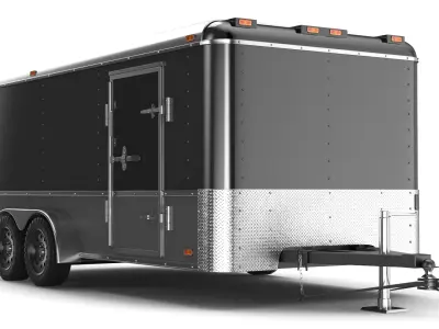 Detailed Cargo Trailer Open And Close 3D model
