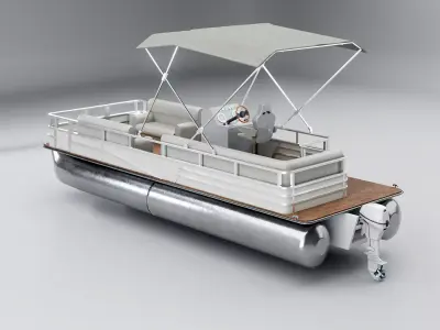 Pontoon Boat Short Low-poly 3D model