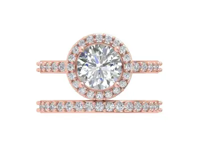 Solitair Ring Bridal Set 3D print model 56