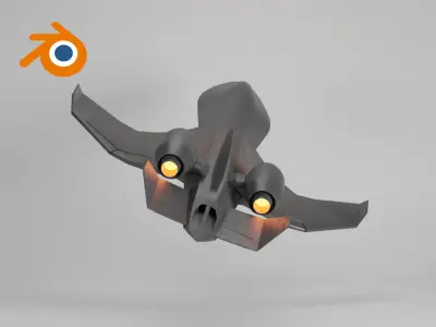 Unmanned combat aerial vehicle military gray drone UCAV 3D model