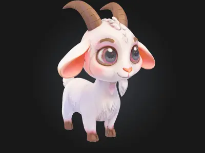 Cuddly Goat Pup  Adorable Mischief in a Fluffy Package 3D model