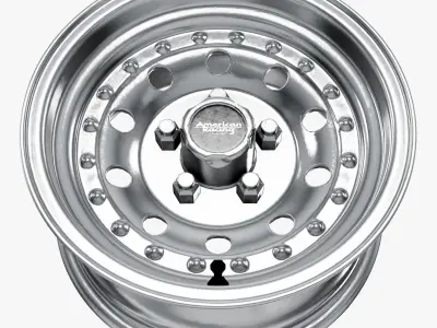 American Racing Outlaw II Wheel Natural 5Lug 19651973 Low-poly 3D model