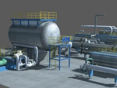 industry tanks  Low-poly 3D model