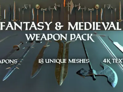 Fantasy and Medieval Weapon Pack Low-poly 3D model