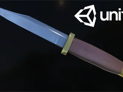 Low poly Knife four different knives Low-poly 3D model