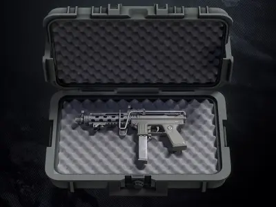 PM-33 SMG With hands And Weapon Case Low-poly 3D model